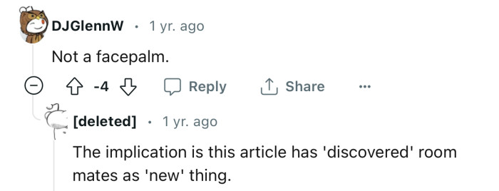 It seems the author has just discovered what a roommate is