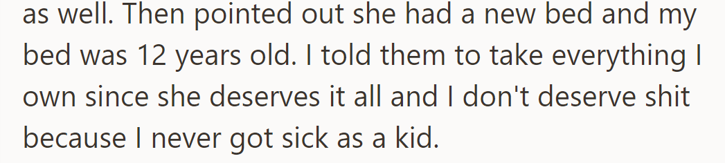 He suggested giving his bed too, feeling undeserving as he'd never been sick.