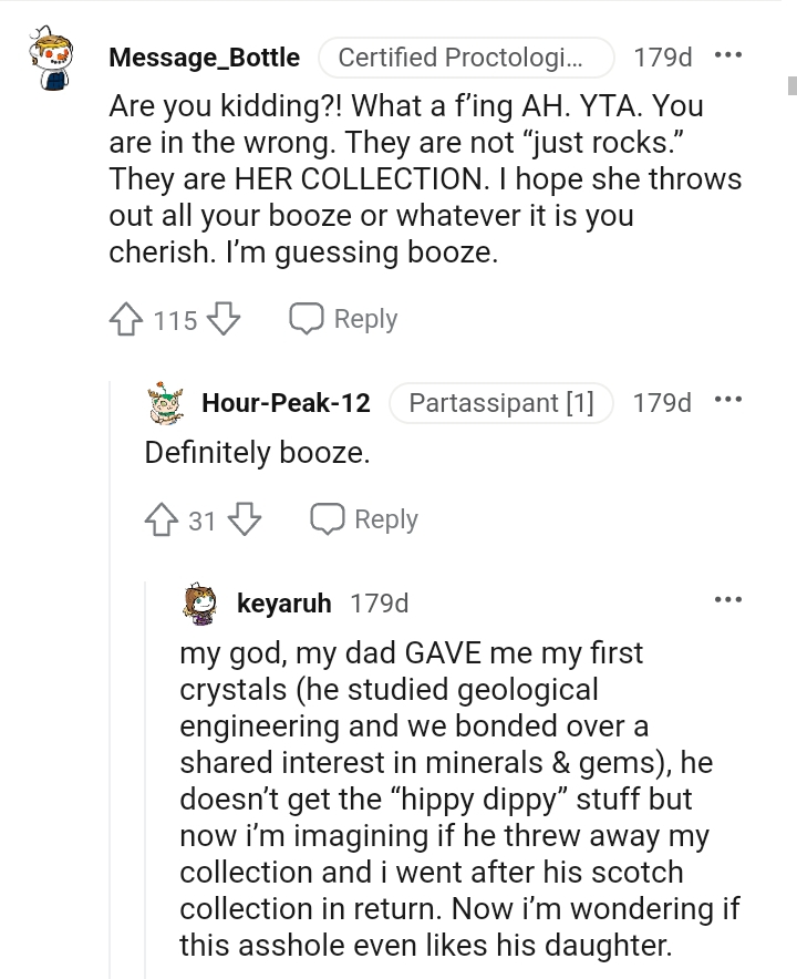 They are not just rocks but his daughter's collection.