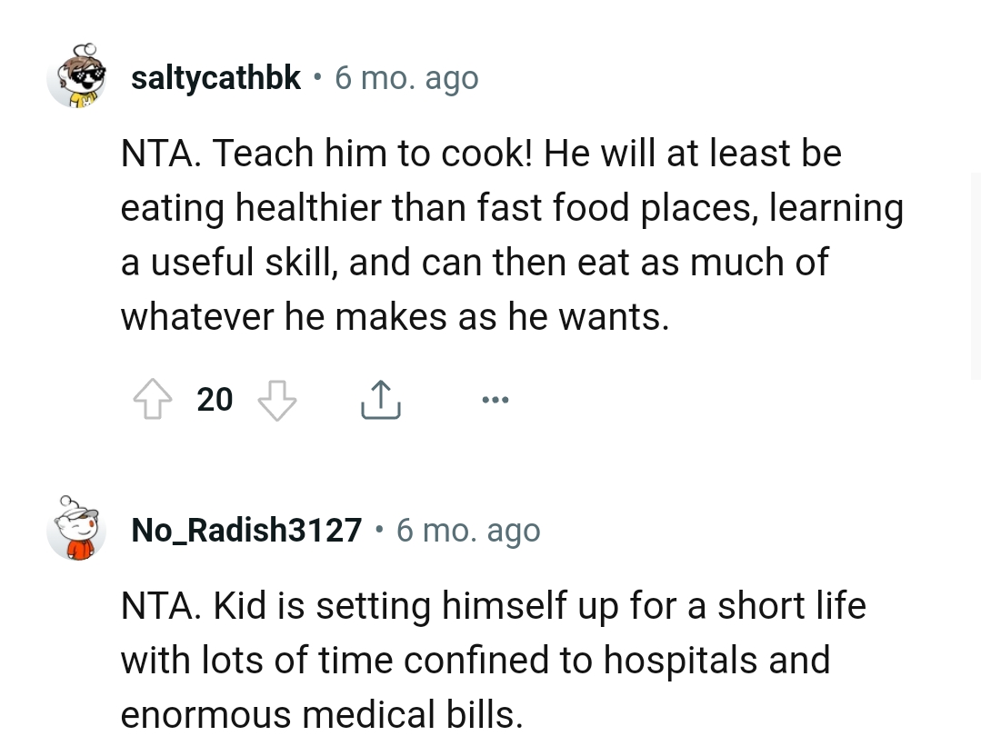 The OP should teach him how to cook