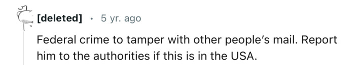 Tampering with Another Person’s Mail is a Federal Crime in the US. This Roommate Will Have to Answer to the Police
