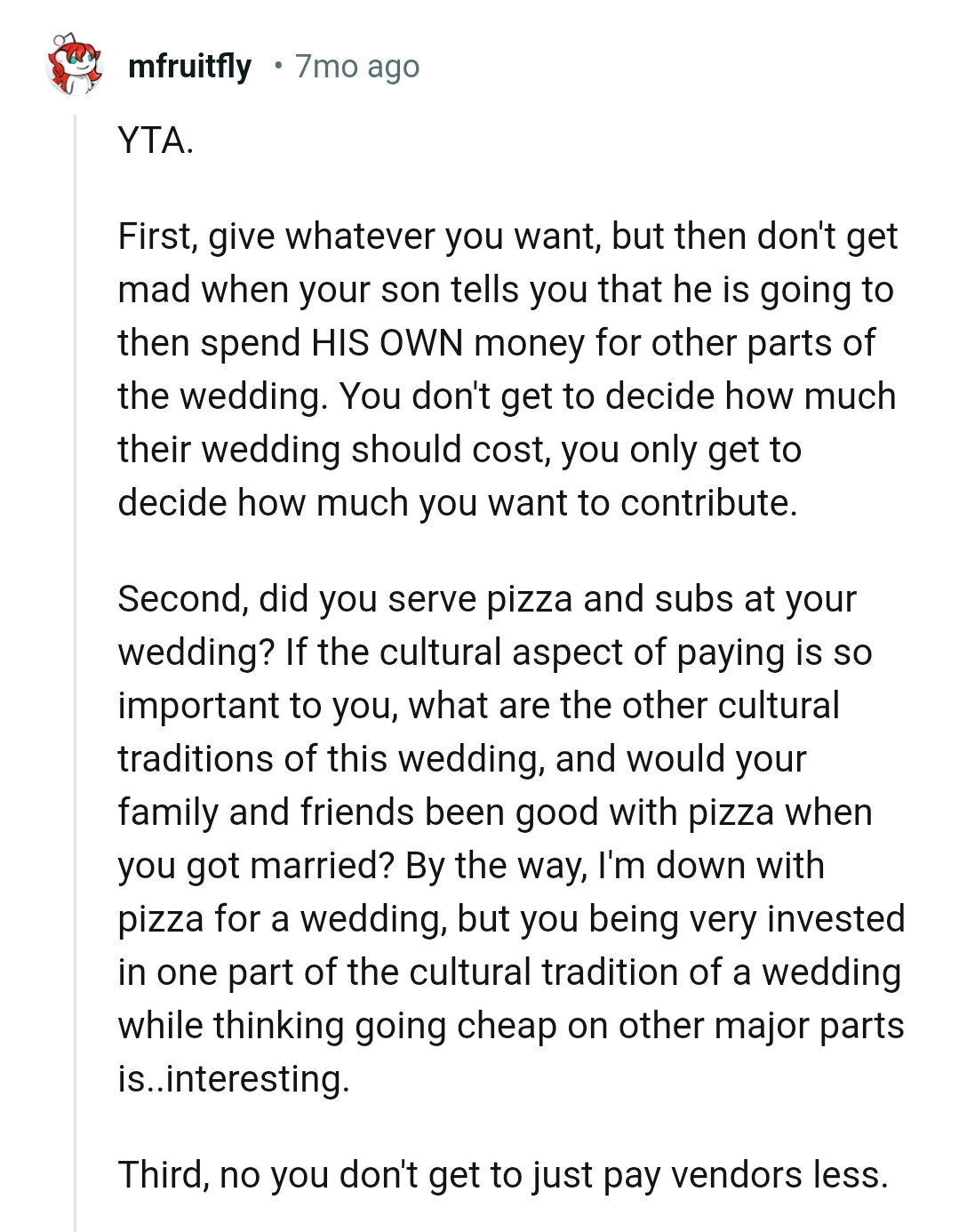 The OP is invested in one part of the cultural tradition