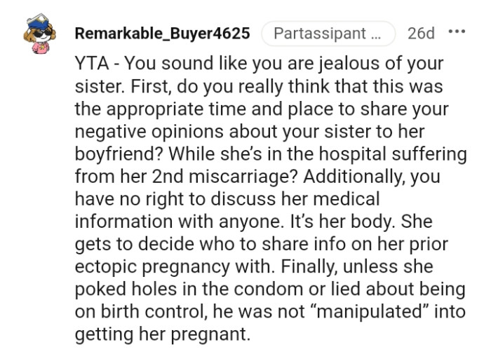 The OP sounds like he's jealous of his sister