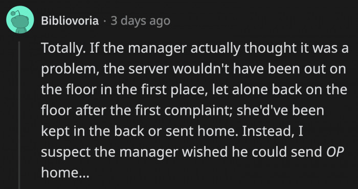 If she actually did anything wrong, her boss would have been the first one to send her home long before OP saw her