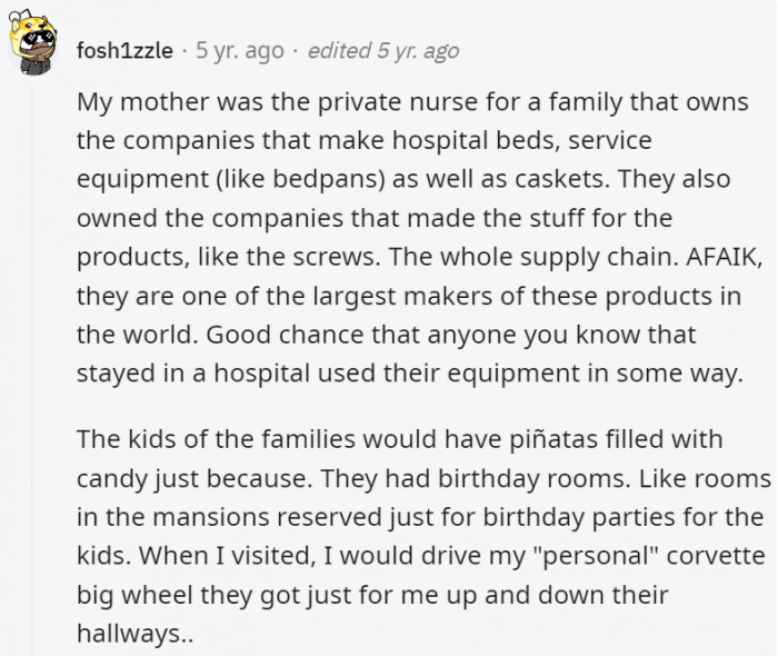 25. It's nice when the stories feature really nice rich people who use their riches for a lot of good in the world