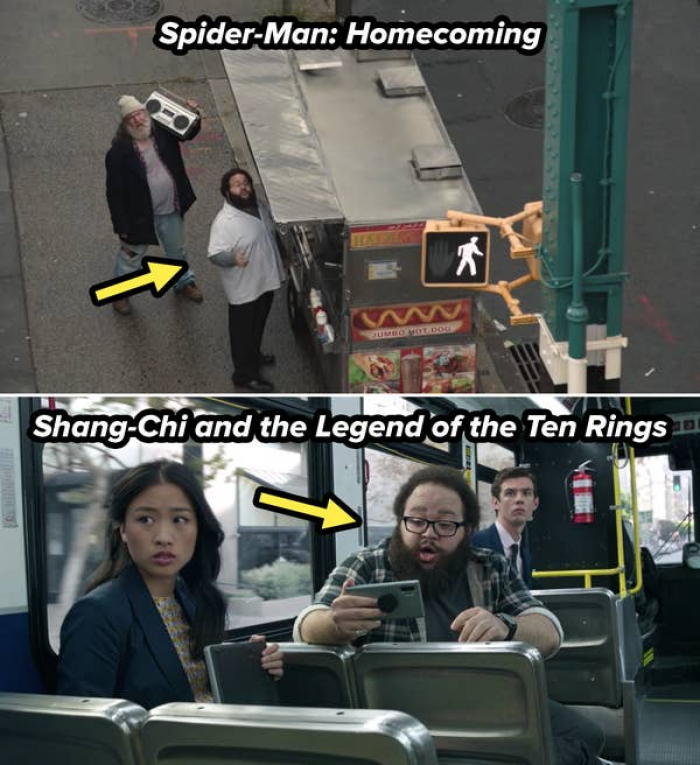 29. The guy who asked Spider-Man to do a flip in 'Spider-Man: Homecoming' was the same guy who livestreamed the fight on the bus in 'Shang-Chi'