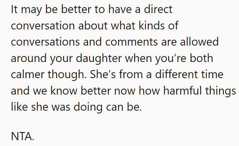 Mary should have a serious chat with grandma about what's off-limits—it's a new era now.