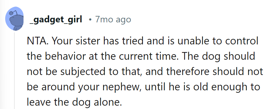 Canine calm over kiddie chaos. Until then, it's a 'paws off' policy.