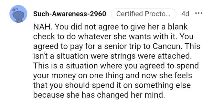 This isn't a situation where strings were attached