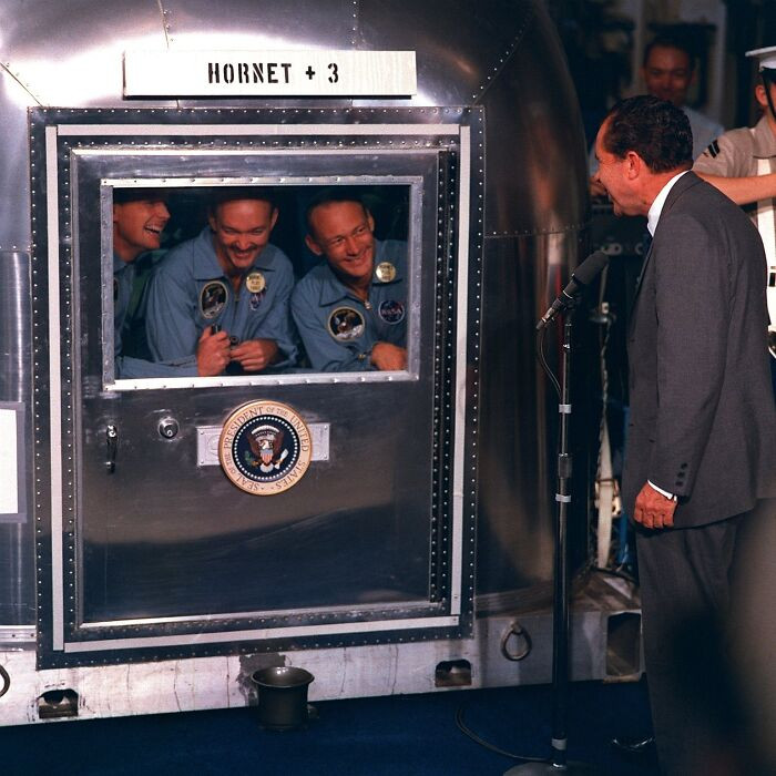 "President Nixon Visits Apollo 11 Crew In Quarantine"