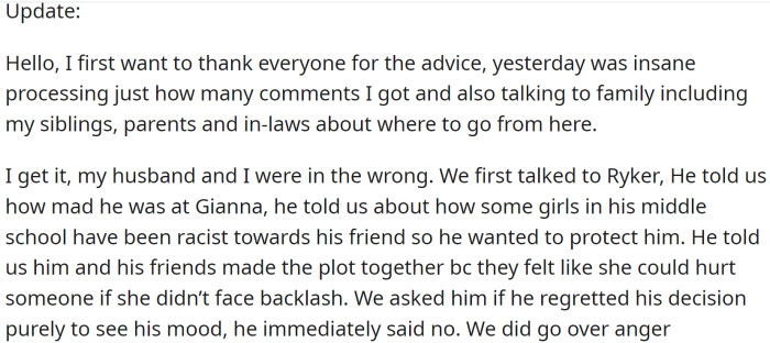 OP posted an update: