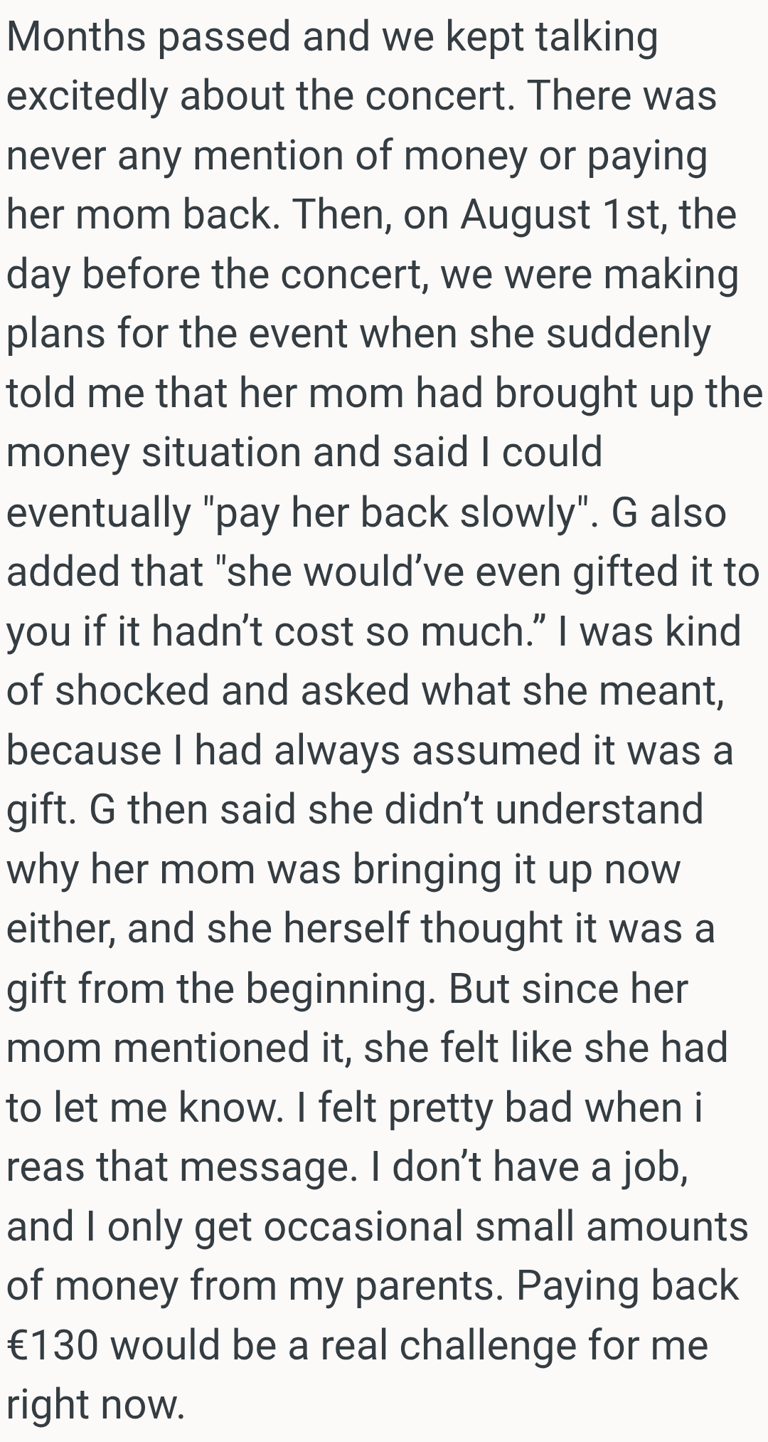 The OP had always assumed it was a gift