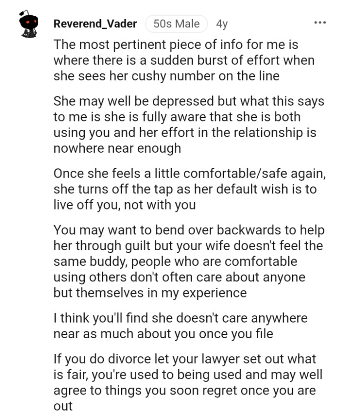 She turns off the tap as her default wish is to live off of the OP