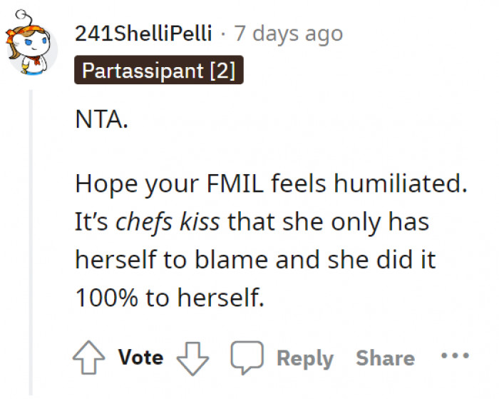 Karma served her right.