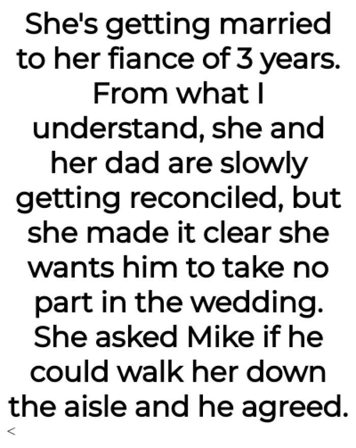 She and Her Dad Are Slowly Getting Reconciled, but She Didn't Want Him at Her Wedding