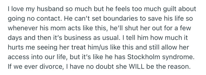 OP Has Accused Their Husband of Not Being Able to Set Boundaries with His Mom