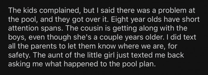 OP started texting with the little girl's aunt after the plans changed.