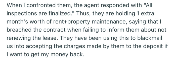 OP confronted the landlord and agent about the charges, and this was the response: