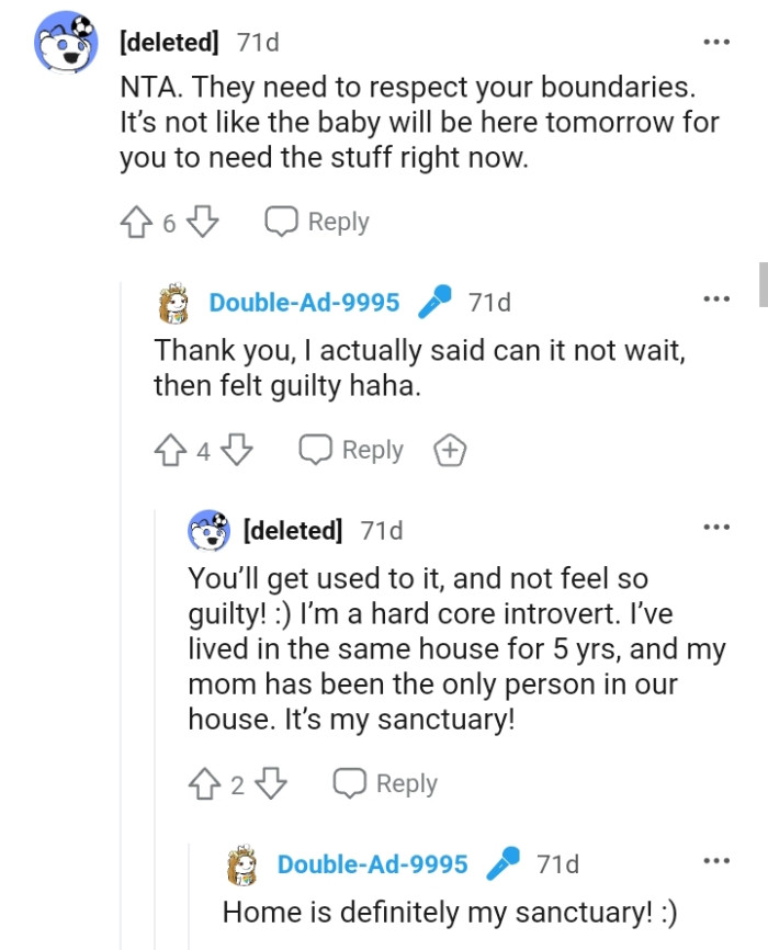 They need to respect the OP's boundaries