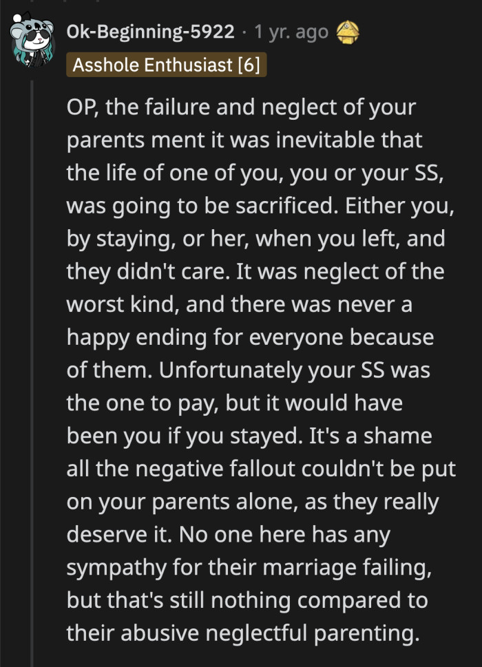 OP Needs to Work on Processing the Fact That She and Her Stepsister Were Failed by the System and the Adults in Their Lives
