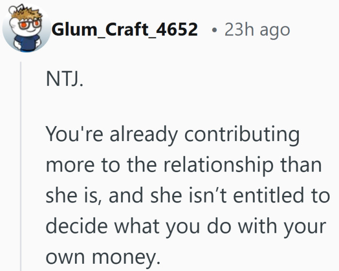 A lot of people landed on the same idea here, quietly pointing out that contribution and control don’t always go hand in hand.