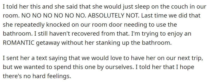 But he left the decision to the OP, so she politely rejected her offer: