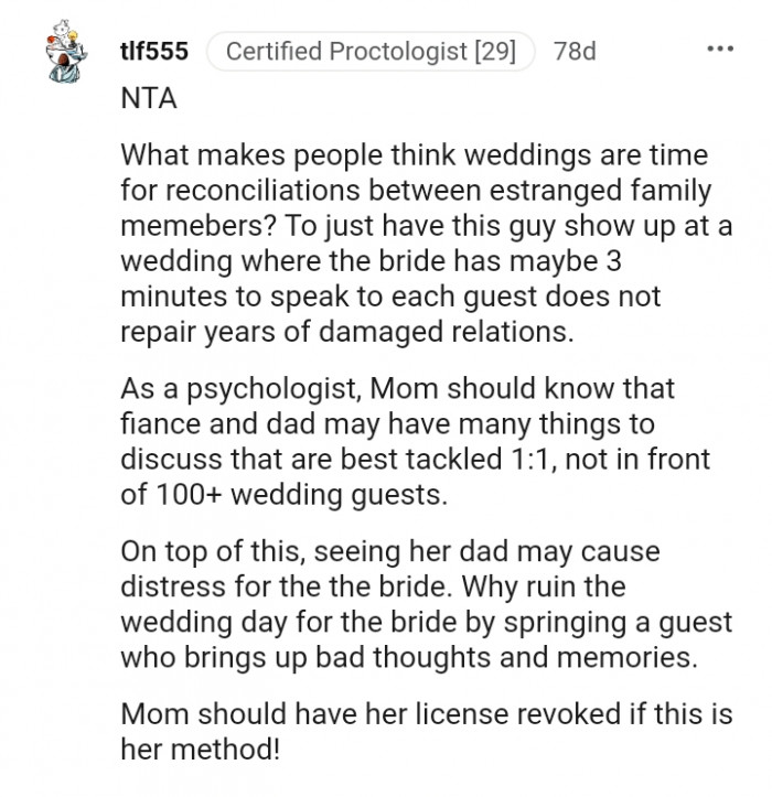 Seeing Her Dad May Cause Distress for the Bride