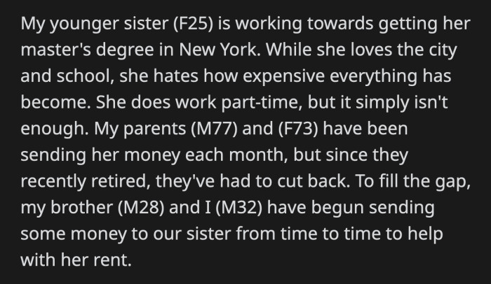 Their argument was cut short because they had to go to work. His girlfriend made him promise not send money until they can continue their discussion later that day.