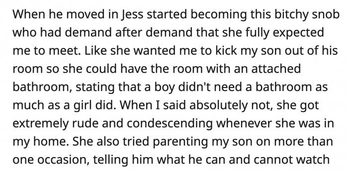 She tried parenting OP's son!