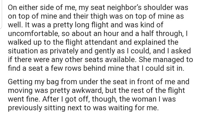 OP Ended Up Moving to a New Seat Mid-Flight. But When She Got Down, She Noticed That the Woman She Was Previously Seated With Was Waiting to Talk to Her