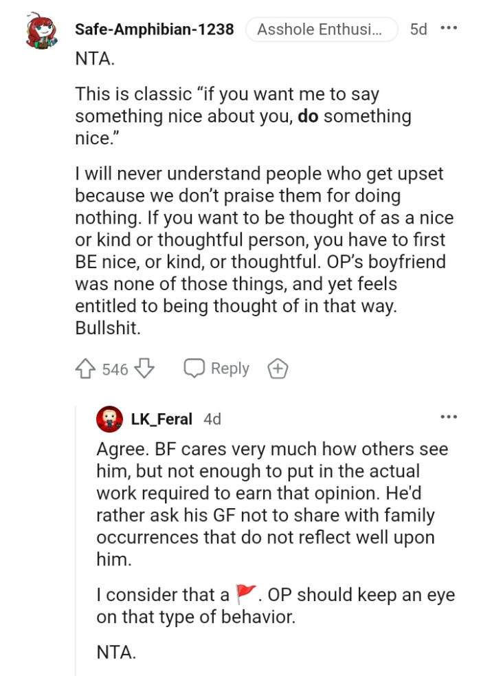 Why get upset when you aren't praised for doing nothing?