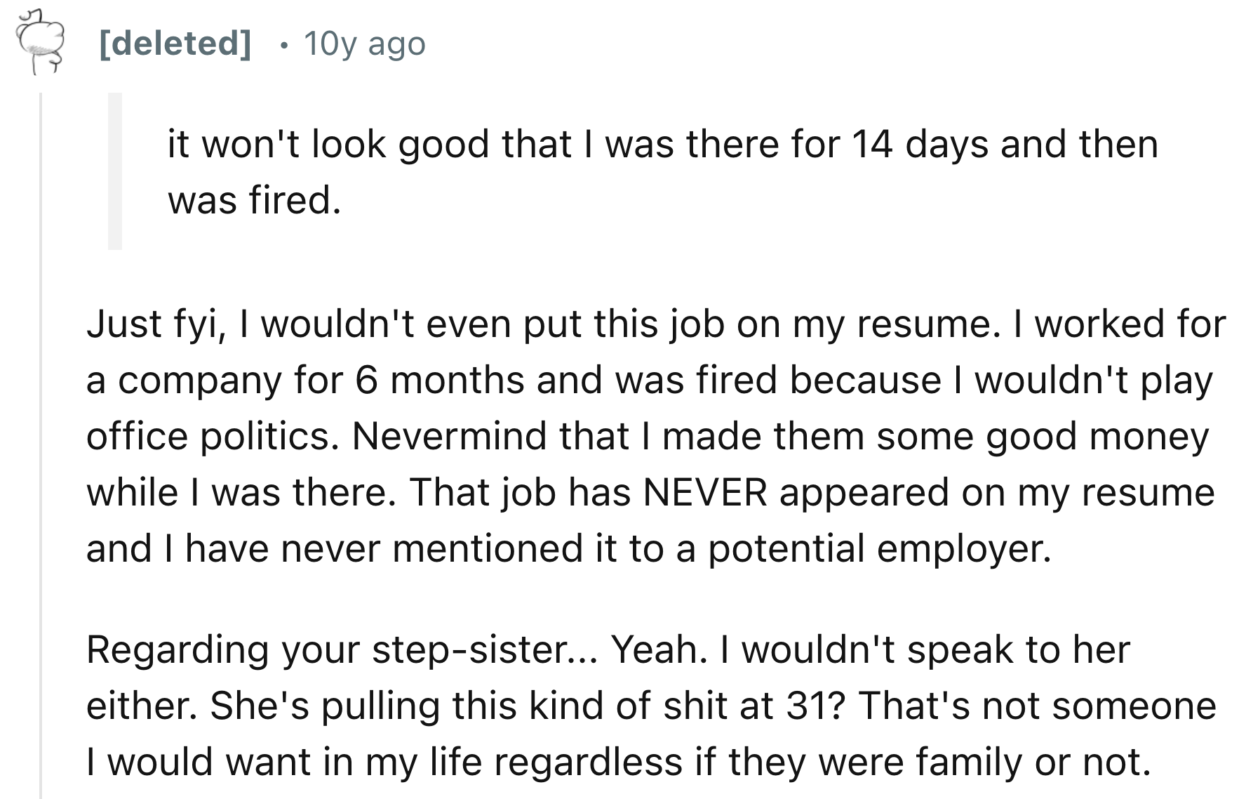 She Should Not Include This Job on Her Resume