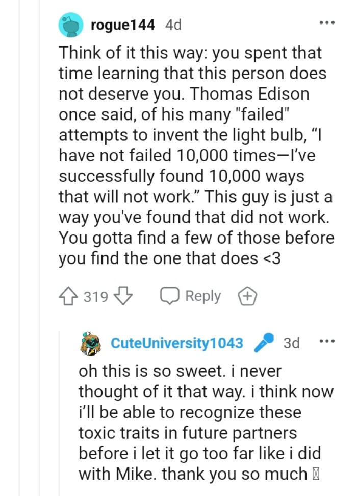 The OP spent time learning her BF does not deserve her