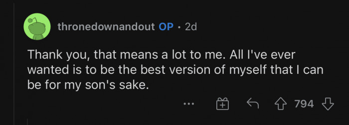 OP is doing her best to ensure a good life for her son.