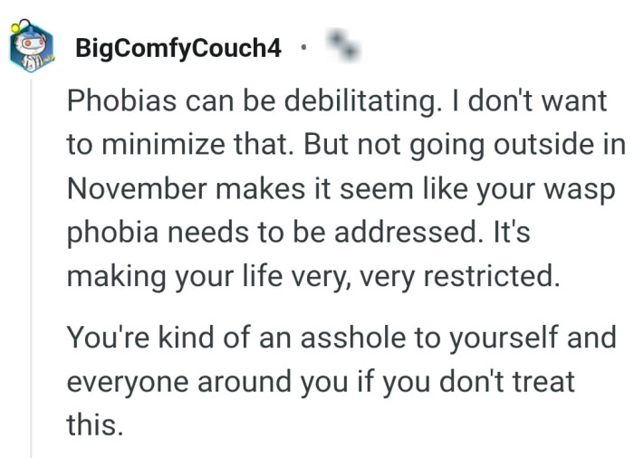 This Redditor isn't minimizing phobias