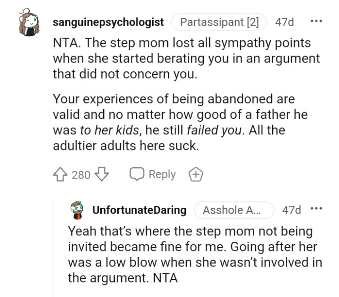 The OP's experiences of being abandoned are valid.