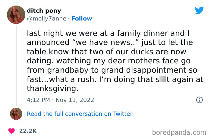 1. If Misleading Story Intros Is What Gets You Through Two Massive Family Get-Togethers In Such A Short Space Of Time, I Say You Do You, Boo