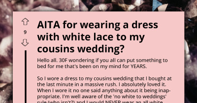 Wedding Guest Wears A White Lace And Pink Dress To Her Cousin's Wedding - Doesn't See What's The Problem