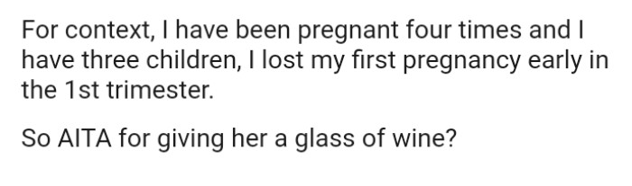 So now, the OP is asking this question to the AITA subreddit community