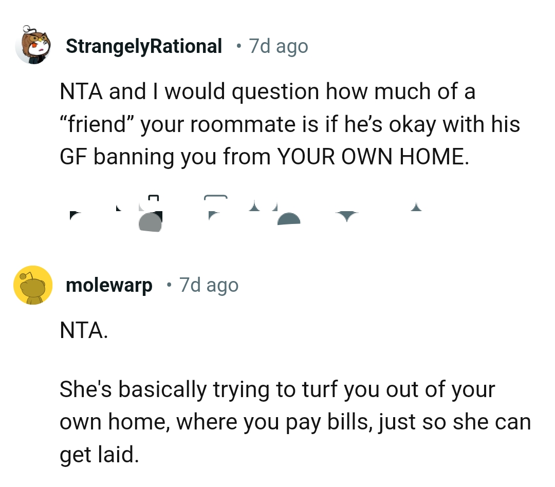 She's trying to turf the OP out of her own home