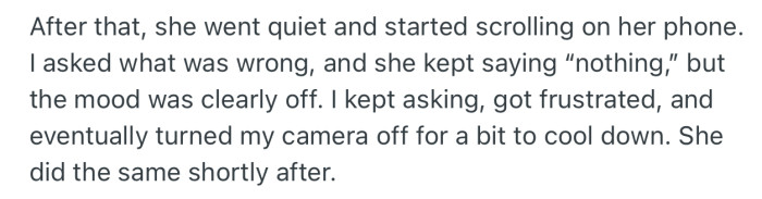 OP’s girlfriend got upset and went silent after he refused sharing his username on a book app they both use