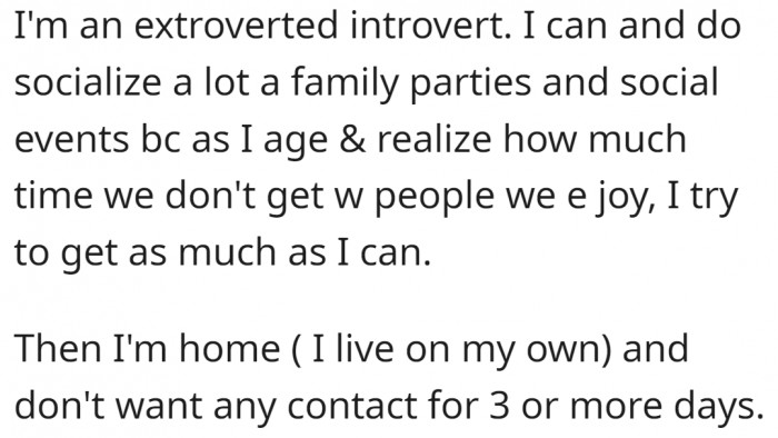 Extroverted introvert says:
