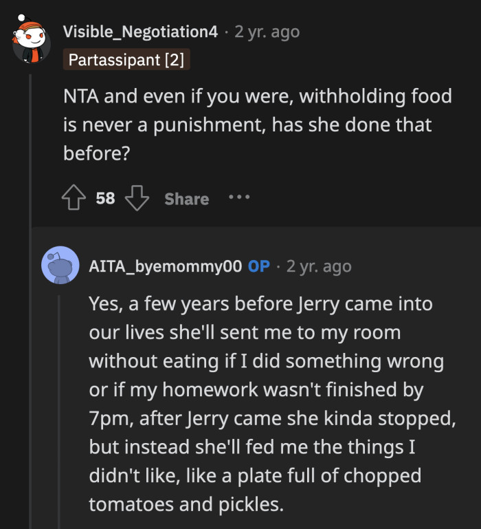 It seems like Jerry was a better parent than OP's own mother