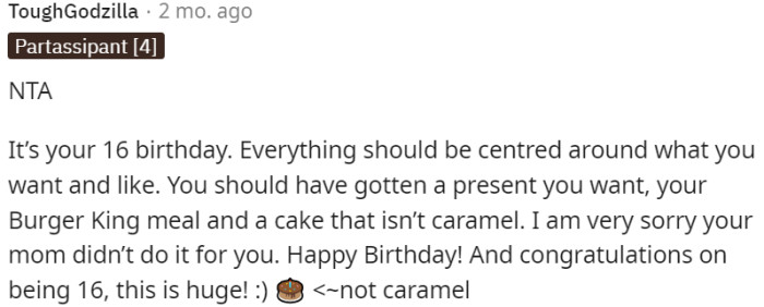 OP deserved to receive the presents he wanted.