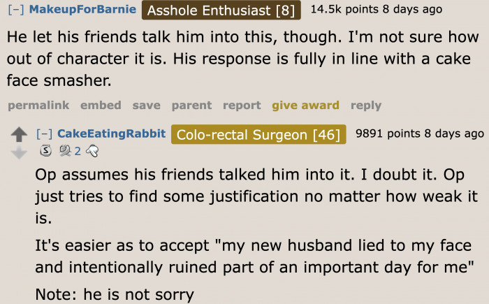 We don't know for certain if it's really the friends or if the man did it of his own accord.