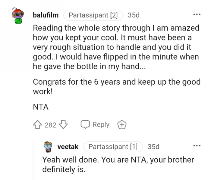 This Redditor is praising the OP for the great feat