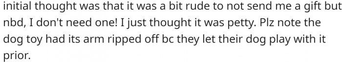 OP didn't think much of the fact that there was no gift for her because she and her sister-in-law don't like each other.
