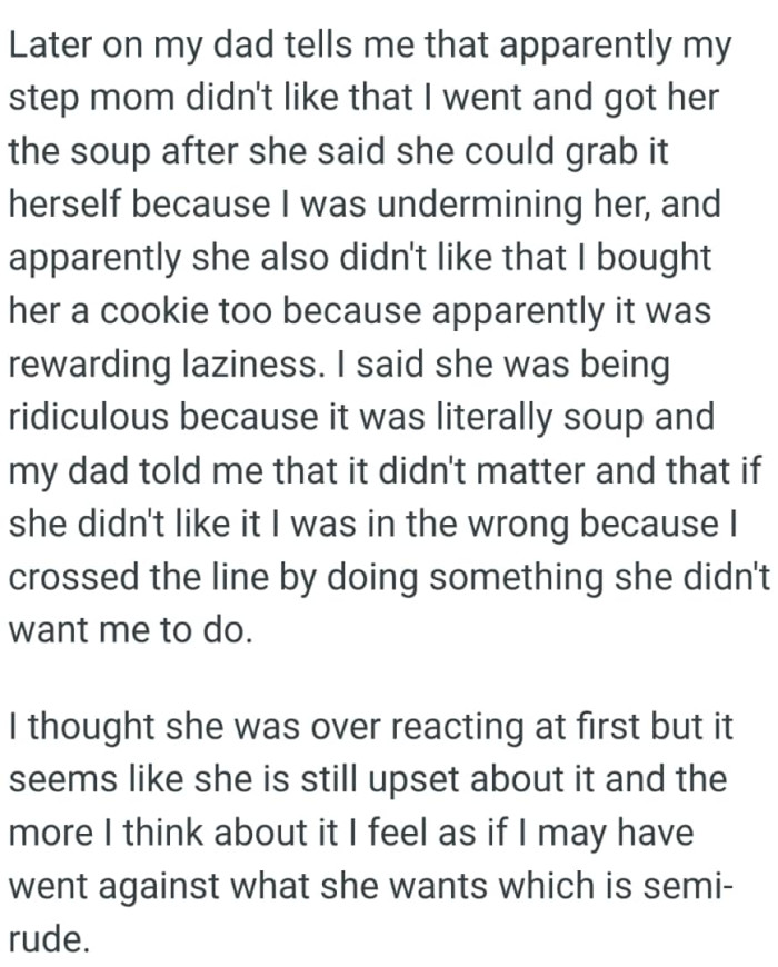 OP's dad said that if she didn't like it, then he was in the wrong because he crossed the line