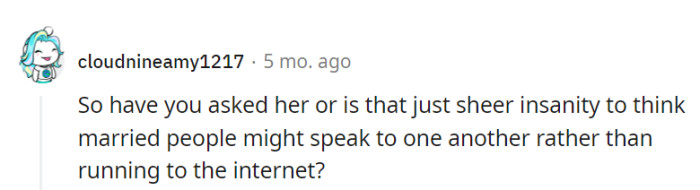 The eternal marital quest: talk or turn to the digital sages? It's like choosing between potions and spells in real-life RPG!