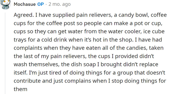 The OP further explained why she's frustrated with her coworkers
